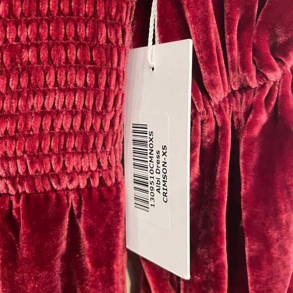 Last Chance! New Reformation Albi Velvet Puff Sleeve Mini Dress Crimson XS $278 - Picture 6 of 9